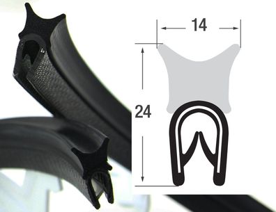 DO15 - PVC/ EPDM Kantenschutz Dichtungs Profil Gummi Dichtung oben - Klemmbereich 1