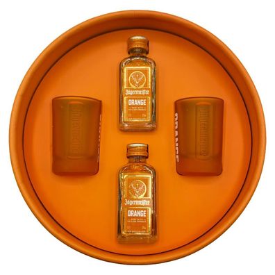 Jägermeister Orange Geschenkbox – 2 x 0,02-L Miniaturen (33-% Vol.) mit 2 Jäger