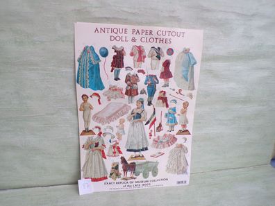 1999 Shackman Antique Paper Cutout Doll 1800 Jh Museum-Ankleidepuppen