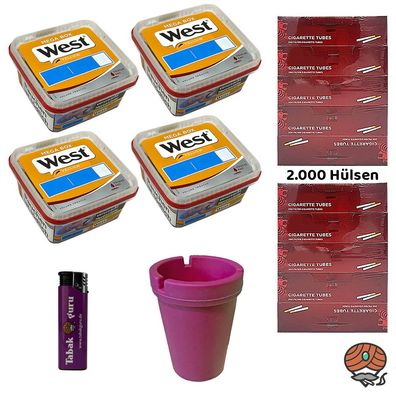 West Yellow Volumentabak Mega Box 4x 105g + 2000 Aktions-Hülsen + Zubehör