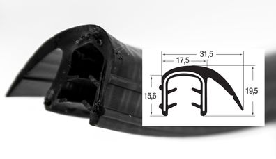 DF21 - EPDM Kantenschutz Dichtungs Fahnen Profil Gummi Dichtung - Klemmbereich 8-10 m