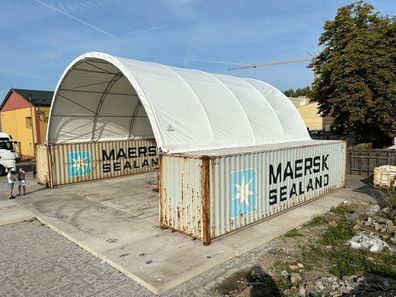 Verstärktes Containerdach 12x12m PVC 900g/m2