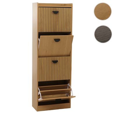 Schuhschrank HWC-O39, Schuhkipper Schuhregal 4 Klappen, MDF Melamin 148x50x24cm