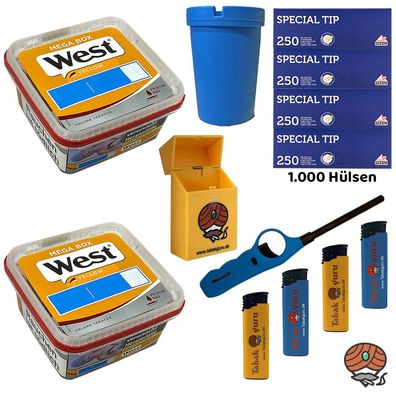 West Yellow Volumentabak Mega Box 2x 105g + Gizeh Special Tip Hülsen