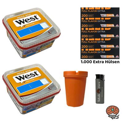 West Yellow Volumentabak Mega Box 2x 105g, Gizeh Full Flavor Extra Hülsen