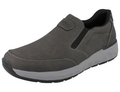 RIEKER Herren Slipper Halbschuhe Schlupfschuhe grau Textil und Lederimitat