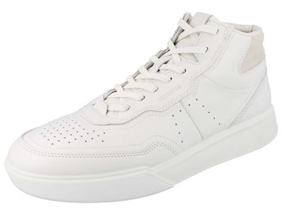 ECCO Street Court M Herren High Sneaker knöchehlhohe Schnürschuhe weiß Glattleder