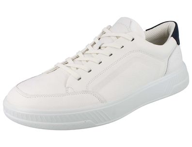 ECCO Move M Herren Sneaker Halbschuhe Schnürschuhe weiss marineblau Glattleder