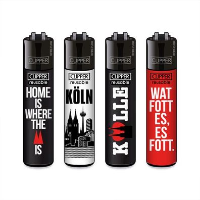 Clipper Reibrad Feuerzeuge FFX Köln #1, 4 Stück