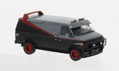 GMC Vandura, schwarz/rot 1983, H0 Auto Modell 1:87, Brekina 18250
