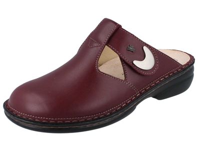 FINN Comfort Belem Damen Clogs Hausschuhe Pantoffel dunkelrot Glattleder
