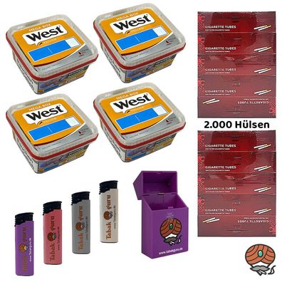 West Yellow Volumentabak Mega Box 4x 105g + 2000 Hülsen + Zubehör