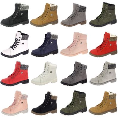Damen Stiefeletten Boots Stiefel Booty Gefütterte Winterschuhe Schuhe Warmfutter