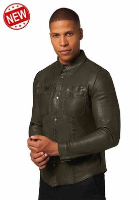 Lederhemd Ricano Reverse Shirt olive