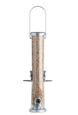 Futterstation Futtersäule Ring-Pull Pro midi silber Inhalt 1,0 l Vogelprodukt H 51 cm