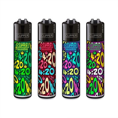 Clipper Reibrad Feuerzeuge FFX It's 420, 4 Stück