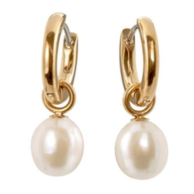 Boccia Schmuck Damen-Creolen Titan Goldfarben mit Perle 05068-02