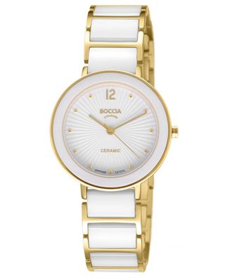 Boccia Damenuhr Titan Vergoldet/Keramik Weiß 3331-05