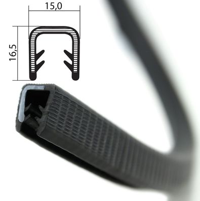 KS5-8S-POM Kantenschutzprofil Schwarz NICHT Rostend Klemmbereich 5-8 mm Maße 16,5x15