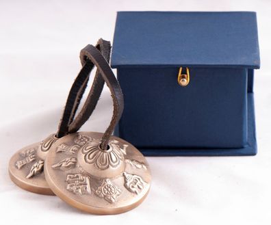 Zimbeln mit 8 Glückssymbolen &Oslash; 6 cm Tibet Meditation Klangtherapie