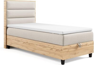 Best For Home | Trinity K-1 Single - Boxspringbett mit Bettkasten, Matratze & Topper