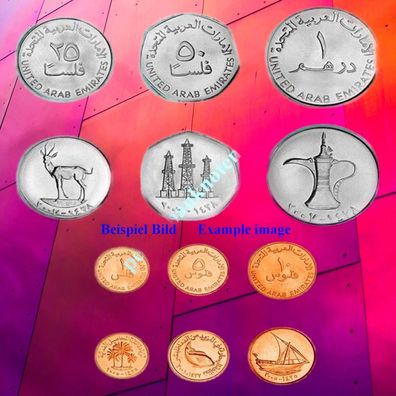UNITED ARAB Emirates KMS. 1973-2007 Unc 6 Münzen 6345#