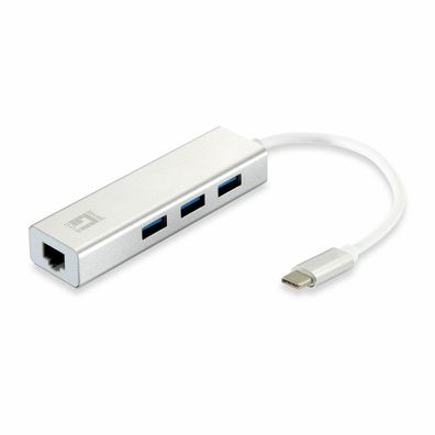 LevelOne Adapter USB-C -> RJ45 10/100/1000,3xUSB3.0 0,15m si