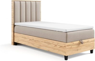 Best For Home | Trinity K-10 Single - Boxspringbett mit Bettkasten, Matratze & Topper