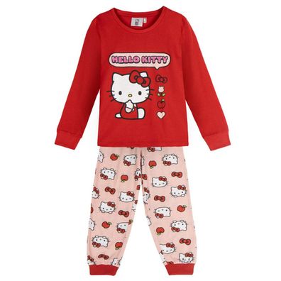 Hello Kitty Schlafanzug Kinder Pyjama Set langarm, Baumwolle Jersey
