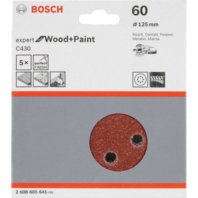Bosch Expert for Wood and Paint C430 - Schleifpapierset - für Holz, Farbe - 5 Stücke