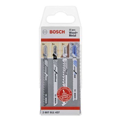Bosch - Sägeblattset für Stichsäge - für Holz, Metall, Hartholz - 15 Stücke - T-Schaf