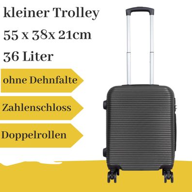 kleiner Handgepäck Hartschalentrolley grau schwarz mit strukturierter Oberfläche