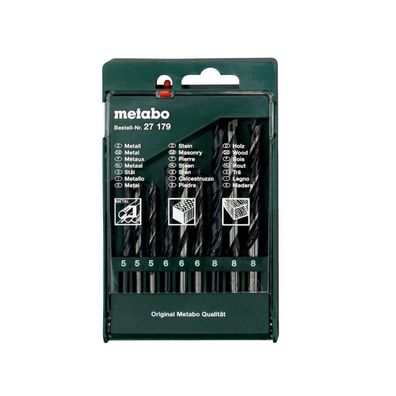Metabo Bohrersortiment-Kassette 9-teilig Metall-, Stein-, Holzbohrer 627179000