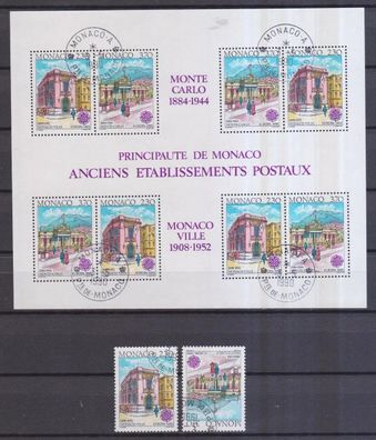 Monaco 1990 gestempelt MiNr. 1961-1962 und Block 47 Postalische Einrichtungen