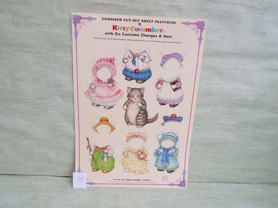 80er Merrimack Embossed Cut-Out-Doll Ankleidepuppen Kitty Cucumber Alice Wunderland