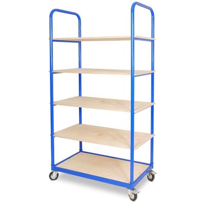 Etagenwagen mit 4 Lenkrollen, 2 mit Bremse, 5 Etagen, LxBxH 1050 x 500 x 1880 mm