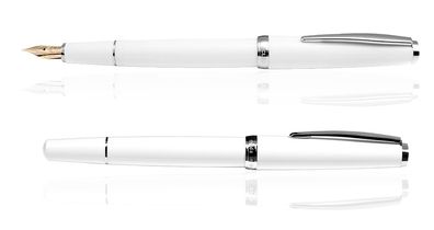 CLEO Classic Palladium Füllfederhalter Weiß, 14k Goldfeder