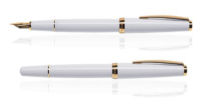 CLEO Classic Gold Füllfederhalter Weiß, 14 K Feder