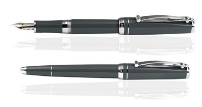 CLEO Skribent Platinum Füllfederhalter Grau, 18 K Goldfeder