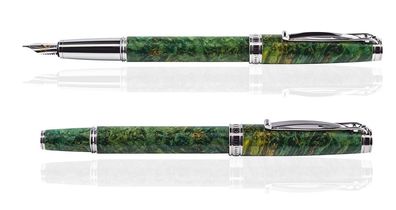 CLEO Füllfederhalter Natura Esche-Ahorn Grün, Feder 18 K Gold