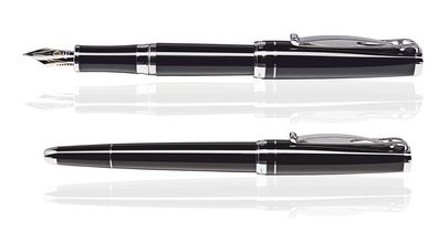 CLEO Skribent Platinum Füllfederhalter schwarz, 18 K Goldfeder