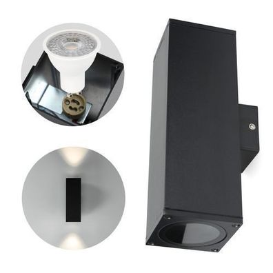 Außenwandleuchte Wandleuchte QUERK 4 beidseitig leuchtende rund schwarz wasserdicht