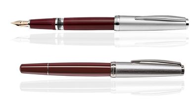 CLEO Classic Metall Kolbenfüllhalter Bordeux, 14k Goldfeder