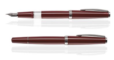 CLEO Classic Palladium Kolbenfüllhalter, Bordeaux