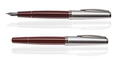 CLEO Classic Metall Füllfederhalter Bordeaux, Edelharz