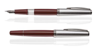 CLEO Classic Metall Kolbenfüllhalter Bordeaux, Edelharz