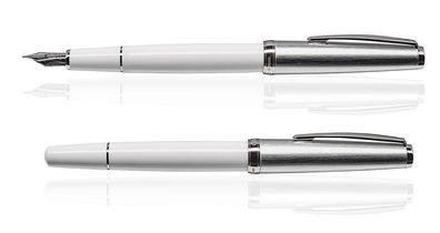 CLEO Classic Metall Füllfederhalter Weiß, Edelharz