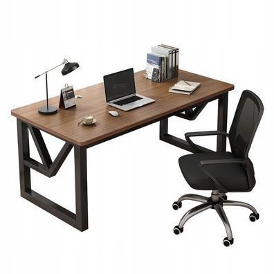 Moderner Gaming-Computertisch aus dunklem Buchenholz im Loft-Industrie-Stil, 120 cm