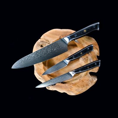 Set | Kochmesser - Allzweckmesser - Gemüsemesser | Damastmesser | Küchenmesser