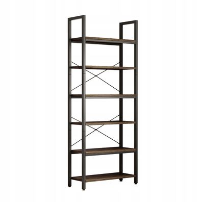 Industrielles Regal, stehend, 6 Fachböden, Leiter für Bücher, hellbraun